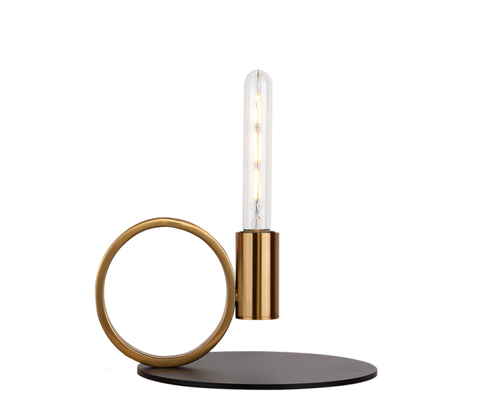 Gold E14 Table Lamp with Black Metal Base 