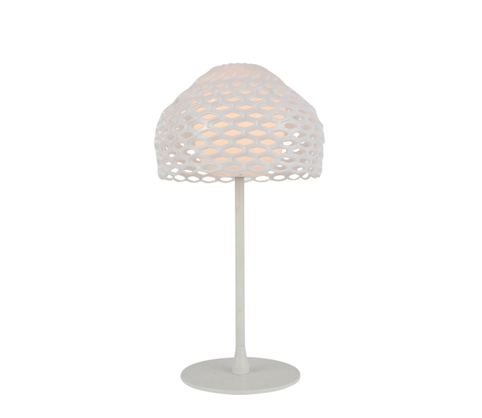 White Acrylic Shade Table Lamp with Metal Base 
