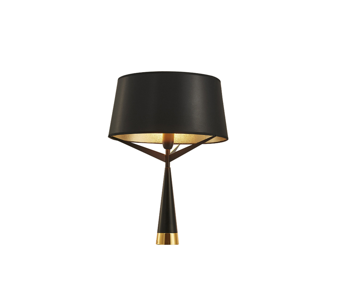 Black Metal E27 Table Lamp with Black Fabric Shade 