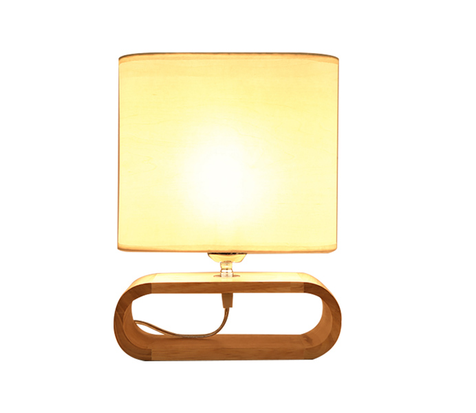 Bentwood E27 Bedroom Table Lamp with White Shade 