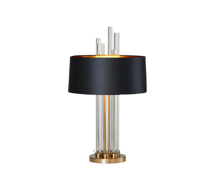 Gold Metal Glass Base Table Lamp With, Gold Base Table Lamp With Black Shade