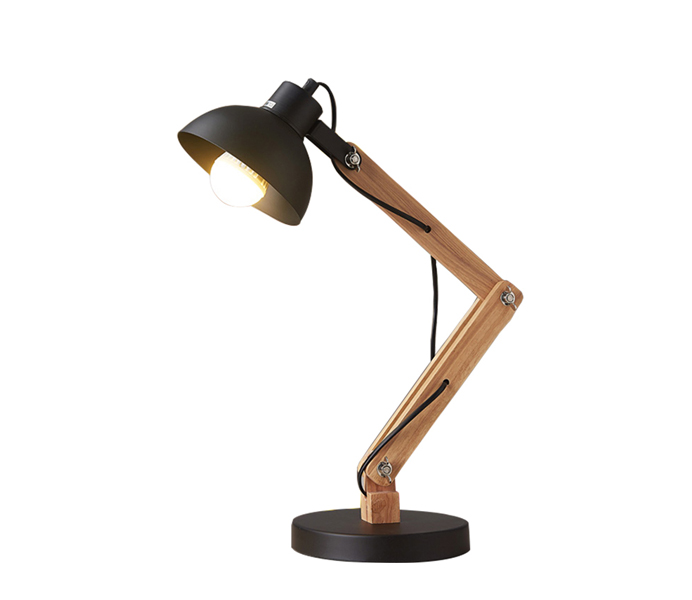 Hot Sale White Metal Shade Table Lamp with Wood 