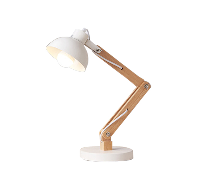 Hot Sale White Metal Shade Table Lamp with Wood 