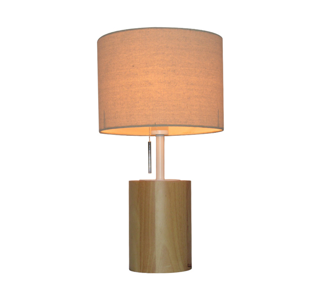 E27 Solid Wood Table Lamp with Fabric Shade   