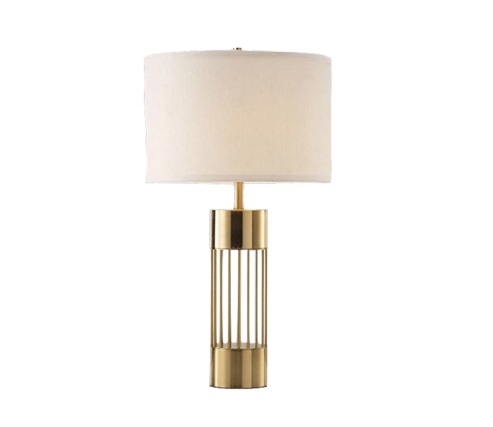Gold Metal E27 Table Lamp with White Shade 