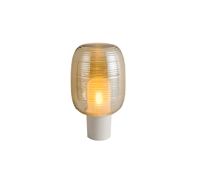 White Aluminum E14 Table Lamp with Glass Shade 