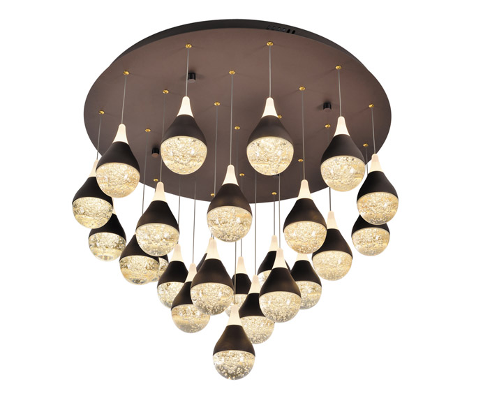 Brown 9W Aluminum Crystal Raindrop Pendant Light 