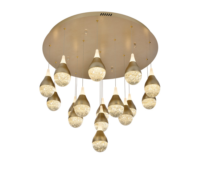 Brown 9W Aluminum Crystal Raindrop Pendant Light 