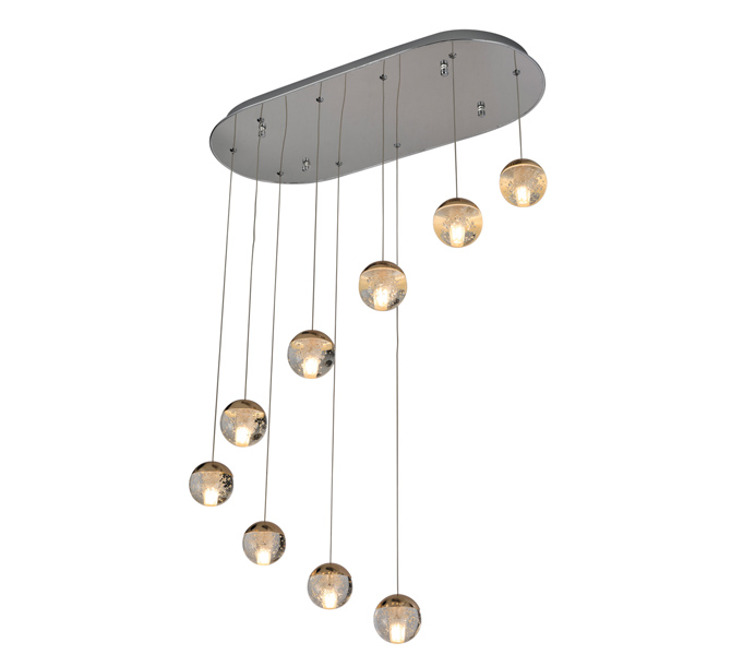 Aluminum Brushed Gold G4 Pendant Light with Crystal Ball