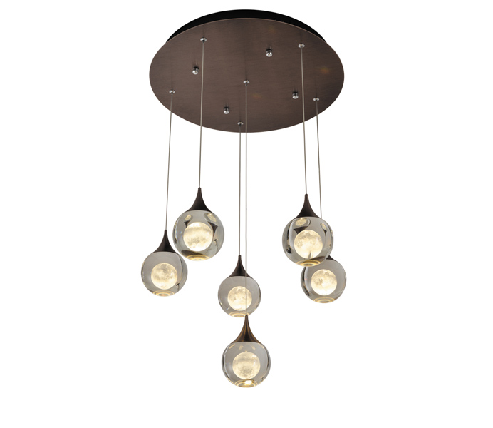 6W Brushed Coffee Aluminum Crystal Ball Pendant Lights