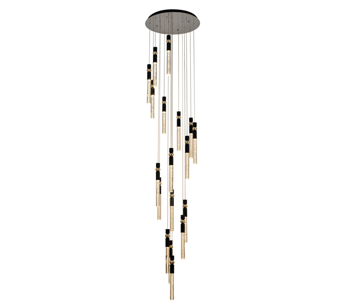 Crystal Bar Brushed Black Aluminum Pendant Light with 3W