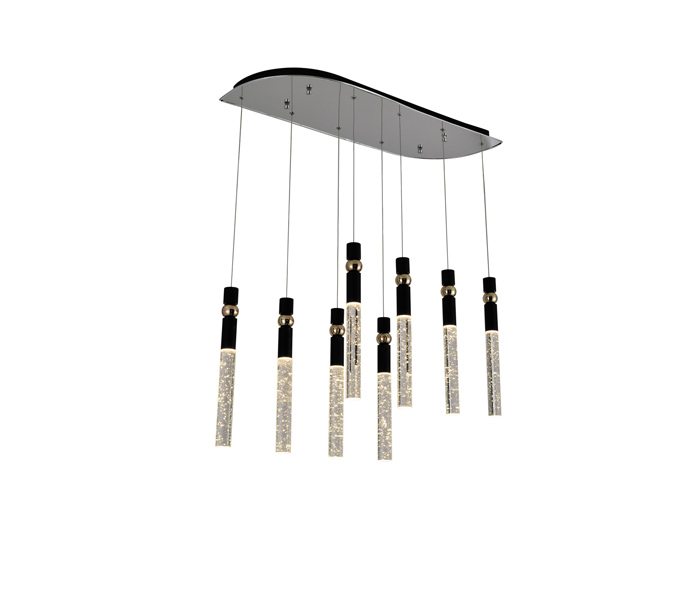 Crystal Bar Brushed Black Aluminum Pendant Light with 3W