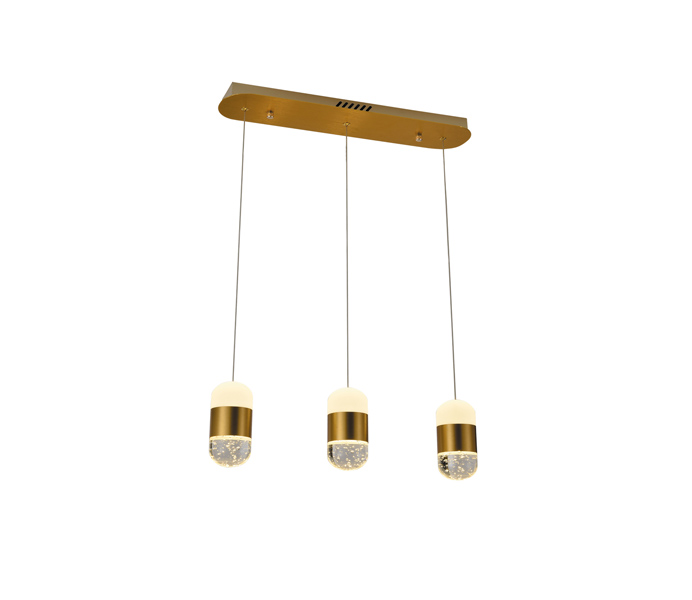 Aluminum Brushed Gold 10W Crystal Capsule Pendant Light 